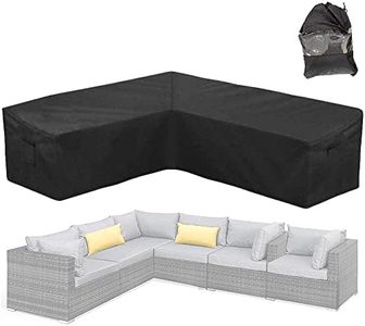 Skyour Patio Furniture Sectional Couch Sofa Cover Weatherproof Heavy Duty 420D Oxford Outdoor L Shaped Sectional Garden Rattan Corner Sofa Furniture Protector Covers Black (Right Side Long: 87x112in)