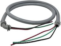 Sealproof Power Whip Assembly, 1/2-Inch x 6 Ft Nonmetallic Liquid Tight Flexible Electrical Conduit and 10 Gauge Wire Single Phase Preassembled A/C Hook-up Whip Kit, 1/2"