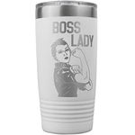 Personalized 20-oz Boss Lady Coffee Tumbler - Great for Women Who Lead, Manage, Operate and Run Companies and Organizations (White)