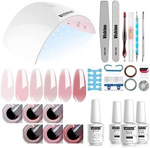 Vishine Gel Nail Polish Kit UV Light, 36W UV LED Nail Dryer Lamp, 6 Sheer Milky Pink Jelly Transparent Colors Base Top Coat Professional All-in-One Nail Art Manicure Tools