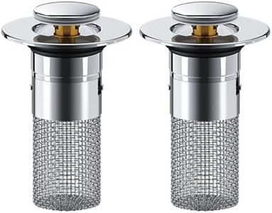 2 Pack Stainless Steel Drain Plug Sink for 34-40 mm Drain, Pop Up Drain Strainer with Hair Catcher, Universal Sink Plugs With Spare Rubber Ring for Kitchen, Bathroom, Wash Basin, Bathtubs