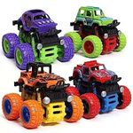 A&A Services Big Size Monster Truck Friction Powered 4wd Cars Toys, 360 Degree Stunt Push go Truck for Toddlers Kids Gift (Pack of 2 Car) (Color Assorted)