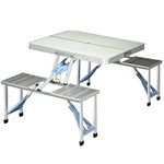 Outsunny Portable Folding Camping Picnic Table and Chairs Stools Set Party Field Kitchen Outdoor Garden BBQ Aluminum