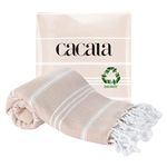 Cacala Turkish Hand Towels with Hanging Loop (23” x 36”) Peshtemal 100% Cotton Kitchen Towel Quick Dry Prewashed for Soft Feel Decorative Towels for Gym, Yoga, Bath and Kitchen (Beige)