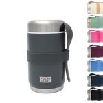 520ml Insulated Food Flasks For Hot Food – Double-Wall Stainless Steel Hot Food Flask With Spoon – Thermal Lunch Box keeps Meals Drinks Hot or Cold for 6 Hours – Leakproof Soup Containers (Graphite)