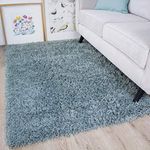 Ontario Duck Egg Blue Soft Warm Thick Shaggy Shag Fluffy Living Room Area Rug