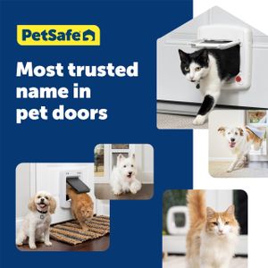 PetSafe Magnetic 4-Way Locking Cat Flap – Selective Entry, White/Woodgrain