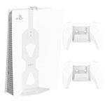 VIVO Steel Wall Mount Bracket Designed for PS5 Gaming Console, Vertical Display for PlayStation 5, Open Design, 2 Controller Mounts, White, MOUNT-PS5W
