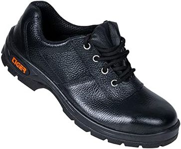 Tiger Lorex Grain Leather with Steel Toe Cap Low Ankle Single Density Direct Injected Sole PU Sole ISI Marked Safety Shoe Industrial for Men (Black, S1) (Numeric_10)