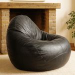 Couchette® Teardrop Bean Bag Cover XXXL – Black Faux Leather – Stillo Oversized Refillable Beanbag Chair (Cover Only, Without Beans)