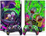 Toxxos PS5 Skin Disc Edition Anime Console and Controller Vinyl Cover Skins Wraps for PlayStation 5 Disc Version CD-ROM Version Purple and Green