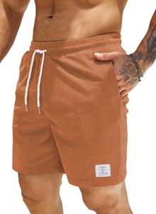 JMIERR Shorts for Men Corduroy Casual Elastic Waist Drawstring Lightweight Quick Dry Cool Shorts with Letter Patched Detail US 42 (3X-Large) Gold Flame