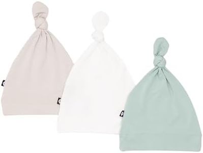 KYTE BABY Rayon Made from Bamboo Baby Beanie Soft Knotted Caps, 3 Pack (3-6 Months, Oat/Cloud/Sage)