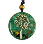 Orgone Necklace, Tree of Life, Healing Crystal - Stone, Quartz, Malachite, Tiger- Eye - Orgonite SBB Coil – Yoga- Reiki- Pendant Woman, Handmade- Arte Orgones