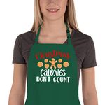 Saukore Funny Christmas Baking Apron for Women Men Adjustable Kitchen Cooking Aprons with 2 Pockets, Cute Xmas Aprons Gift for Bakers Mom Wife Husband Girlfriend - Christmas Calories Don't Count