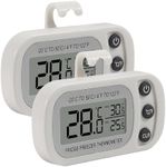 AITRIP 2 Pack Refrigerator Thermometer, Digital Freezer/Fridge Thermometer with Hook ，Easy to Read LCD Display, Max/Min Function for Home, Restaurants, Bars, Cafe
