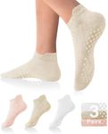 DIBAOLONG Pilates Socks with Grips for Women Yoga Socks Non Slip for Hospital, Barre, Pregnancy Grippy Socks 3 Pairs