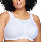 Glamorise Full Figure Plus Size No-Bounce Camisole Sports Bra Wirefree #1066 White