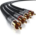 RCA Audio Cable 2m - 2x RCA to 2x RCA Plugs - Stereo Cable for Surround Sound Dolby Digital DTS - Metal Shell Casing - for DJ Controller Home Theater HDTV Hi-Fi Systems Gramophones - Black Grey