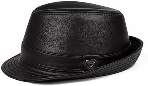 Lifup Hommes Chapeau Fedora Cuir Imperméable Chapeau de Jazz, Rétro à Bords Roulés Casquettes Souples Chapeaux Melon Noir «X-Large»