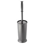 mDesign Toilet Bowl Brush and Holder - Covered Bathroom Toilet Brush - Standing Toilet Bowl Scrubber in Modern Holder - Space Saving, Deep Cleaning Brush for Toilet - Hyde Collection - Charcoal Gray