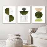 Mid Century Modern Wall Art Olive Green Botanical Canvas Wall Art Boho Prints Wall Art Olive Green Abstract Watercolor wall art Botanical Prints Poster Wall Decor for Home Wall Decor Unframed(B,