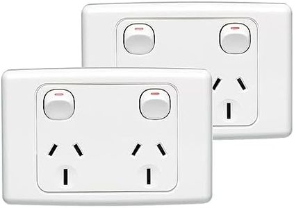 2 Pieces Double Power Point GPO Outlet, Dual Wall Socket Outlet, 250V SAA Approved, 3-Port Wall Outlet, Type-I, 2500W, Single Control Single Switch, White