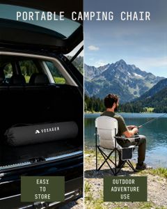 Voyager Folding Camping Chairs 2-Pack with Cooler Bag – Black, Padded