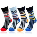 Bonjour Men'S Striped Design Cotton Ankle Length Socks (Pack Of 4) (Bro1608-Po4), Multi