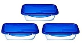 Pyrex® Cook & Go Set of 3 Rectangular Glass Storage Boxes with Airtight and Waterproof Lids – 20 x 15 cm – 0.8L – BPA Free