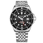 Stuhrling Original Swiss Automatic Depthmaster Radiance Diver Watch Stainless Steel Case with Rotating Unidirectional Bezel and Stainless Steel Beaded Metal Bracelet Water Resistance up to 200 Meters,