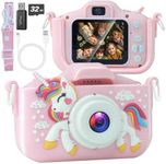 Kids Camera, MAEZOE Digital Camera for Kids with Silicone Case, 2.0 Inch IPS Screen, 32GB TF Card, 48MP Photos & 1080P HD Videos, Toddler Camera, Selfie Childrens Camera for Boys & Girls Age 3-12