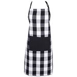 DII Cotton Adjustable Buffalo Check Plaid Apron with Pocket & Extra-Long Ties, 32 x 28, Men and Women Kitchen Apron for Cooking, Baking, Crafting, Gardening, BBQ-Black