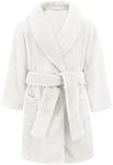 Arshiner Boys Girls Flannel Bathrobes Soft Thickened Fuzzy Warm Robe Sleepwear with Pockets for Kids White 6-7 Years