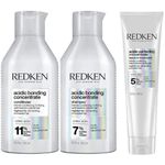 Redken Bonding Shampoo and Conditioner Set, 3 Bundle Pack for Damaged Hair Repair, Acidic Bonding Concentrate, Sulfate Free Haircare, For All Hair Types