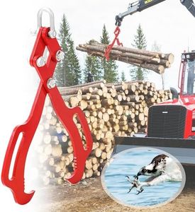GAOMON Log Tongs, 18 inch Log Lifting Tongs Heavy Duty Grapple Timber Claw, 2 Claw Lumber Skidding Tongs Logging Grabber, Timber Claw Hook, Red