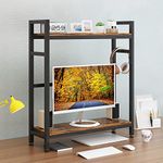 INDIAN DECOR 28640 Desktop Bookcase for Computer Desk, 2-Tier Multipurpose Wood Countertop Hutch Bookshelf, Display Shelf Rack Organizer for Dorm Office Home