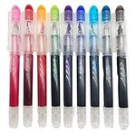 9pcs Disposable Fountain Pens Set, Colored Ink Fountain Pens for Writing, Smooth Writing Multicolor Art Supplies for Sketching, Journaling, Calligraphy and Doodling, 9 Basic Colors.