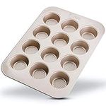 Nonstick Muffin Pan For Baking - Large 12-Cup Cupcake Pan - Food-Safe Nonstick Easy Release Coating -Durable, Warp-Resistant, Scratch-Resistant, Superior Baking Performance Designed Muffin Tray