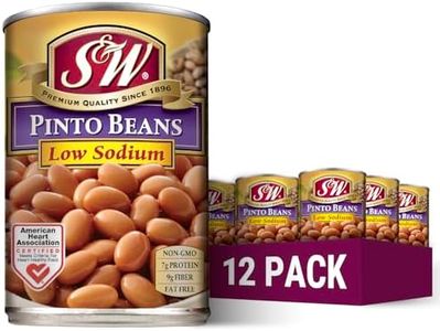 S&W Low Sodium Canned Pinto Beans, Plant Protein and Fiber, Gluten Free, Vegan, Fat Free, 12 Pack of 15.5 oz Cans
