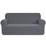 CHUN YI Sofa Cover 3 Seater, 1 Piece Universal Couch Cover Washable, 3 Seat Stretch Arm Chair Sofa Slipcover, Furniture Protector by Elastic Jacquard Fabric Fitted for Dogs Pet(Large,Light Gray)