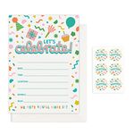 Rileys & Co. 50 Party Invitation Cards with Envelopes and Bonus Stickers, 7 x 5 Inches, Kids Birthday Invitations for Boys and Girls with Cute Graphics