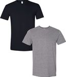 Gildan Men's Softstyle Cotton T-Shirt, Style G64000, 2-Pack Black/Graphite, Black/Graphite