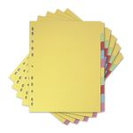 Elba A4+ (Extra Wide), 10 Part Card File Dividers, Assorted, 5 Packs of 10