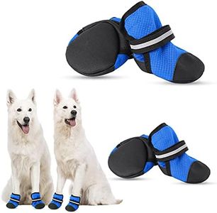 KOESON Dog Shoes for Hot Pavement, Reflective Summer Dog Boots for Medium & Large Breeds Heat Protection, Soft & Breathable Outdoor Mesh Dog Booties Pet Footwear Paw Protector Blue 70