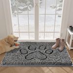 Royalotic Dog Door Mat and Pet Rug, Non Slip Thick Washable Area and Bath Mat Soft Chenille Door Mat for Dog Kitchen Bathroom Bedroom Indoor and Outdoor - Grey, 24"x36"