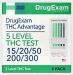 5 Pack - DrugExam THC Advantage Made in USA Multi Level Marijuana Home Urine Test Kit. Highly Sensitive THC 5 Level Drug Test Kit. Detects at 15 ng/mL, 20 ng/mL, 50 ng/mL, 200 ng/mL and 300 ng/mL (5)