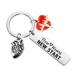 CHOORO Heart Attack Survivor Gifts Heart Transplant Gift New Heart New Start Keychain Gift For Heart Surgery Survivors (New Start key)