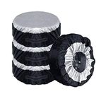 Comily Plus+ 4pcs/set 210D Polyester Spare Tire Covers Storage Tote Bags with Handle Fit for 16"-18" Tyres in Diameter-Black/Silver