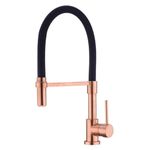 MIFULY Copper Kitchen Faucet, Solid Brass Kitchen Tap with Pull Down Sprayer, 360 Degree Swivel Kitchen Mixer Tap Red Copper and Black Kitchen Tap